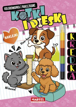  Kotki i pieski - kolorowanka z kredką modułową i naklejkami