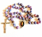 Różaniec kolorowy z serc Medjugorie (kolorystyka fioletowa)