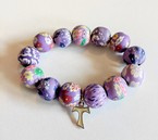 Bransoleta FIMO z krzyżykiem  (fioletowa)