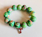 Bransoleta FIMO z krzyżykiem  (zielona)