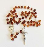 Różaniec z bursztynu 5 mm z Matką Bożą i Janem Pawłem II