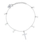 Bransoletka srebrna  z krzyżykiem i kryształkami swarovskiego