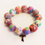 Bransoleta FIMO z krzyżykiem  (czerwona)