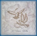 Karnet - W Dniu Ślubu - z kopertą (gołębie srebrne)