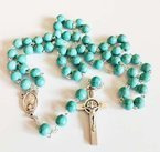 Różaniec z wizerunkiem Św. Jana Pawła II i Matki Bożej z kamieni Turkus