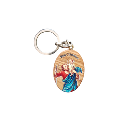 Breloczek oliwny z wizerunkiem św. Krzysztofa