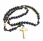 Różaniec z kamieni Noc Kairu na sznurku z hematytowym krzyżykiem