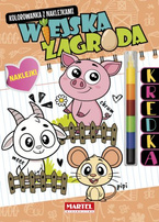 Wiejska zagroda - kolorowanka z kredką modułową i naklejkami