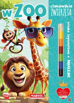 Ciekawskie zwierzęta. W Zoo - Kolorowanka z kredką i naklejkami