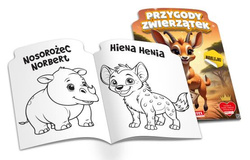 Przygody zwierzątek na sawannie - kolorowanka z naklejkami