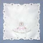 Chusteczka haftowana do chrztu (kokarda różowa)