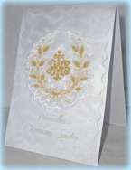 Karnet - Pamiątka I Komunii Świętej - z kopertą (haft złoty)